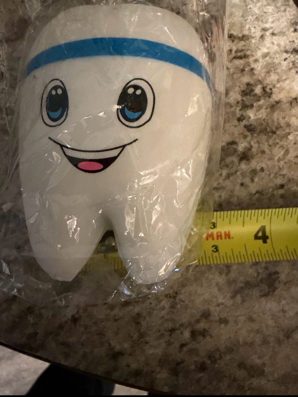 Kids Tooth-Shaped Coin Bank - White with Blue Accent